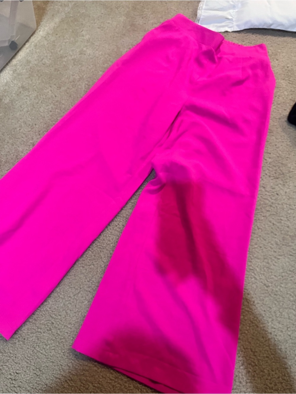 Women’s small flowy Wide-Leg High-Rise Pants in Hot Pink